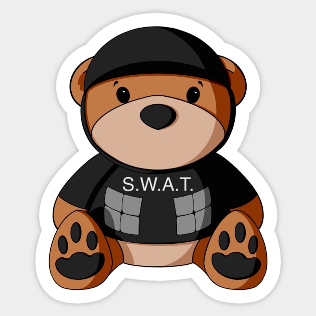 S.W.A.T. Police Teddy Bear Sticker by Alisha Ober Designs